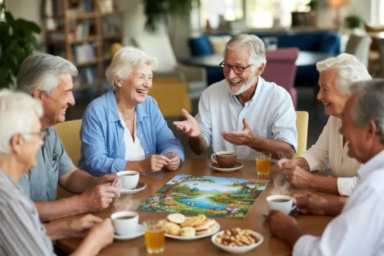 Older adults enjoying a social activity together