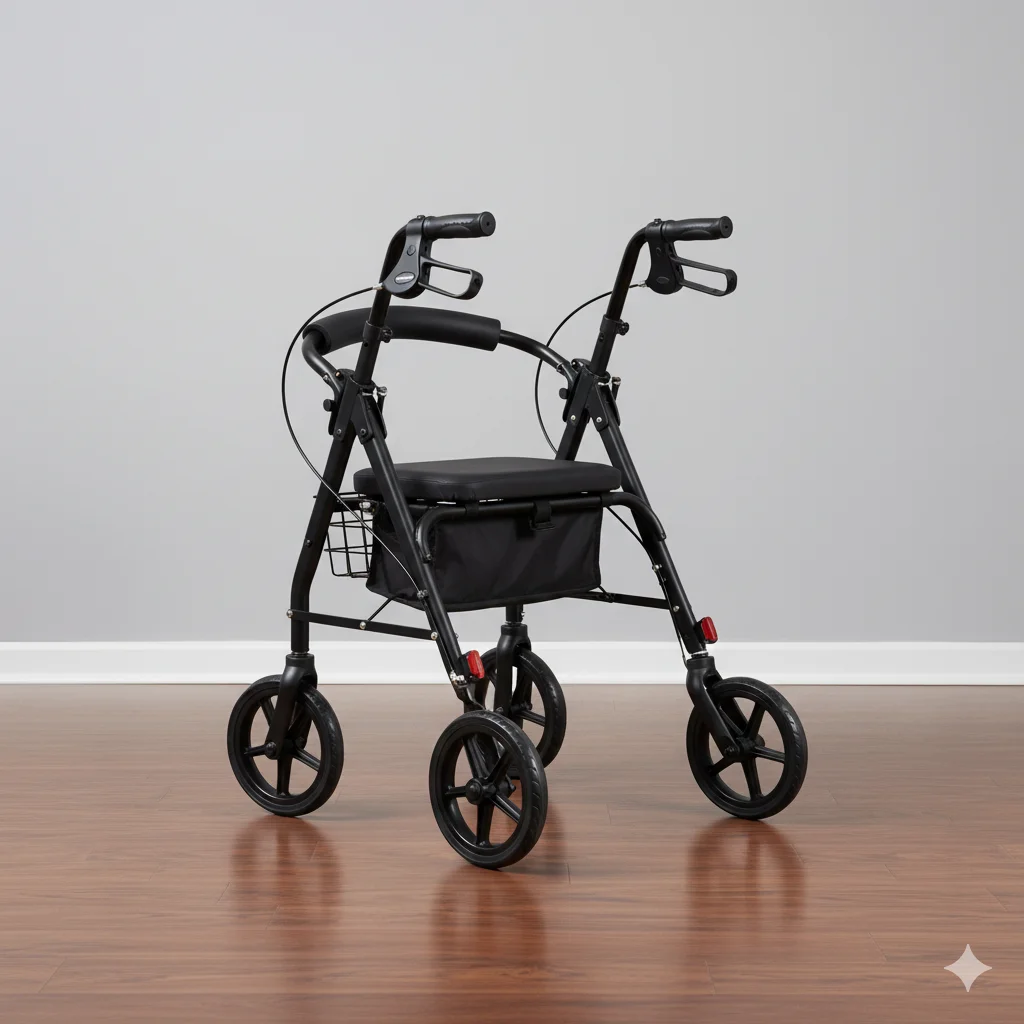 Four-wheel rollator walker