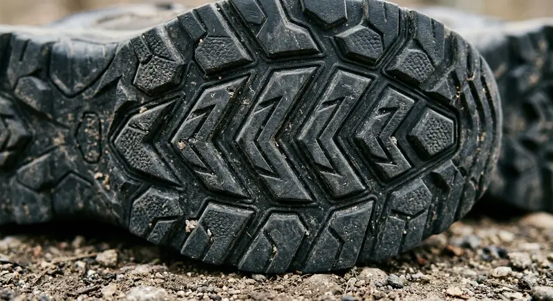 Walking shoe tread and outsole grip