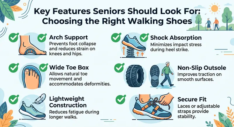 Key features seniors should look for when choosing walking shoes