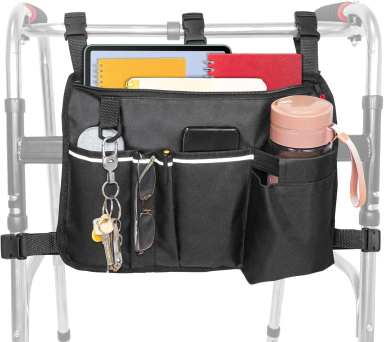 Black walker bag with notebook, keys, thermos and phone pockets