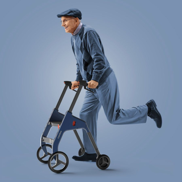 Elderly man riding